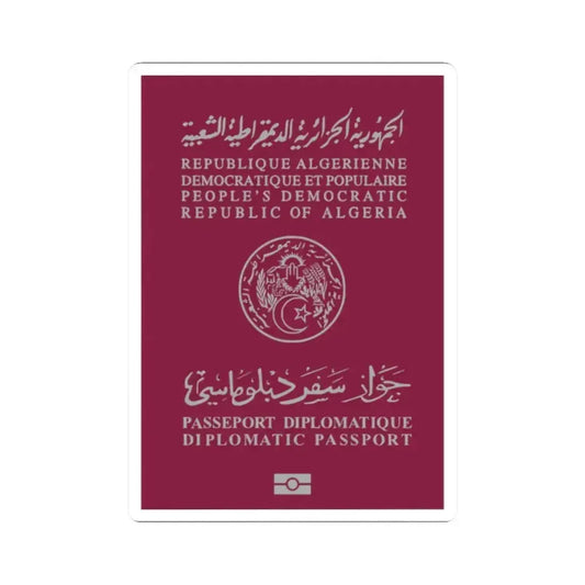 Algerian Electronic Biometric Diplomatic Passport - STICKER Vinyl Kiss-Cut Decal 2 Inch White - The Sticker Space