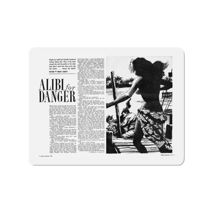 Alibi for Danger, Adam magazine, September 1963 (Magazine Illustration) Refrigerator Magnet-2" x 2"-The Sticker Space