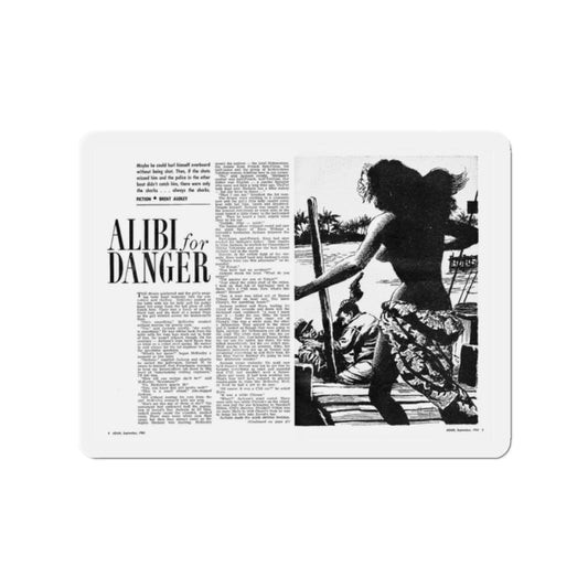 Alibi for Danger, Adam magazine, September 1963 (Magazine Illustration) Refrigerator Magnet-2" x 2"-The Sticker Space