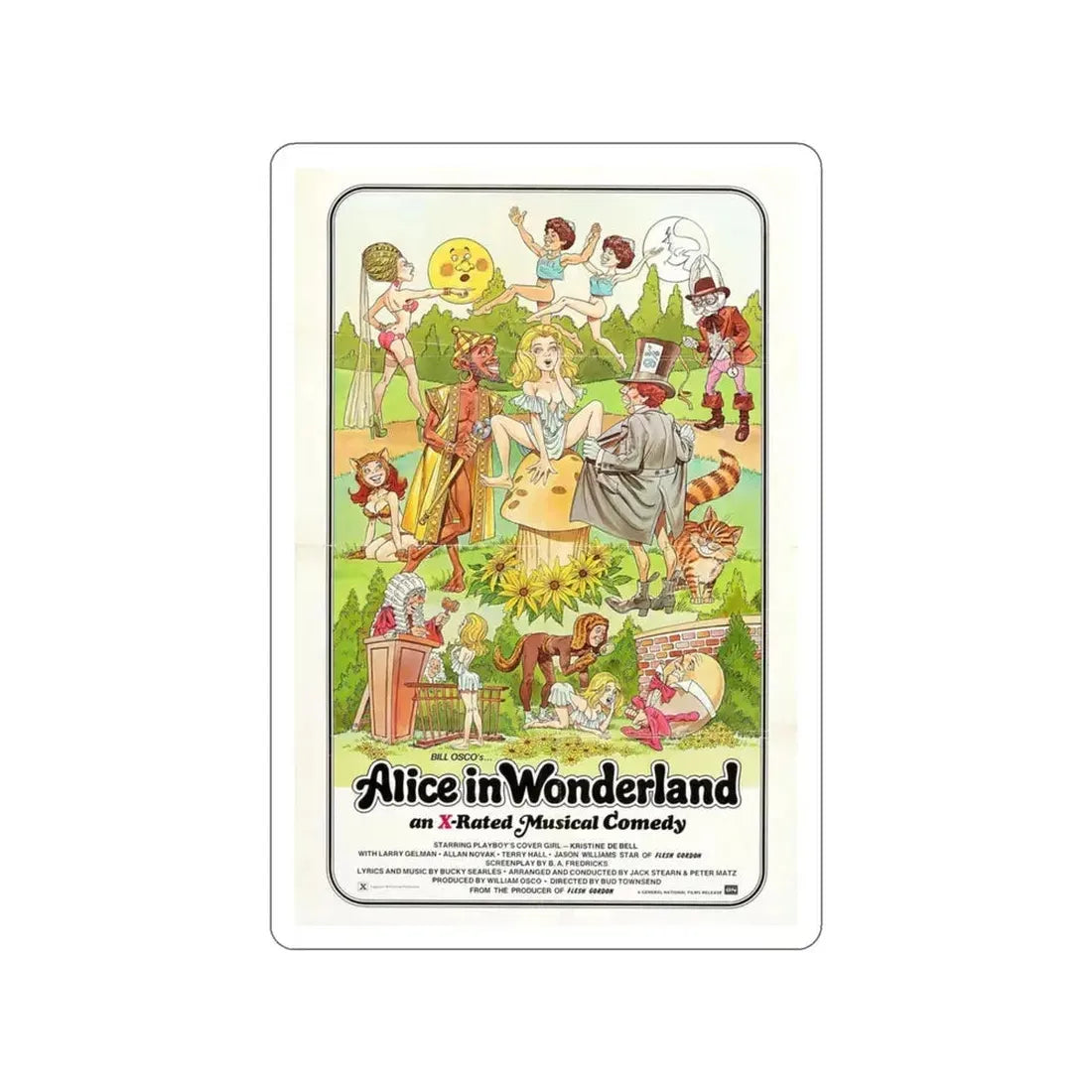 ALICE IN WONDERLAND (An X-Rated Musical Comedy) 1976 Movie Poster STICKER Vinyl Die-Cut Decal 3 Inch - The Sticker Space