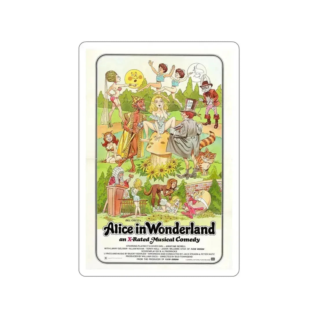 ALICE IN WONDERLAND (An X-Rated Musical Comedy) 1976 Movie Poster STICKER Vinyl Die-Cut Decal 4 Inch - The Sticker Space