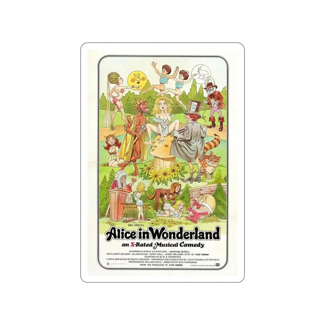 ALICE IN WONDERLAND (An X-Rated Musical Comedy) 1976 Movie Poster STICKER Vinyl Die-Cut Decal 4 Inch - The Sticker Space