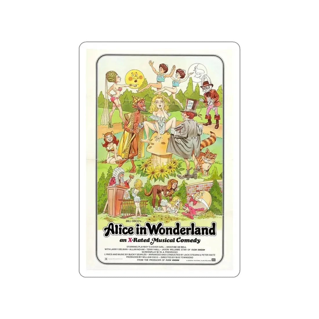 ALICE IN WONDERLAND (An X-Rated Musical Comedy) 1976 Movie Poster STICKER Vinyl Die-Cut Decal - The Sticker Space