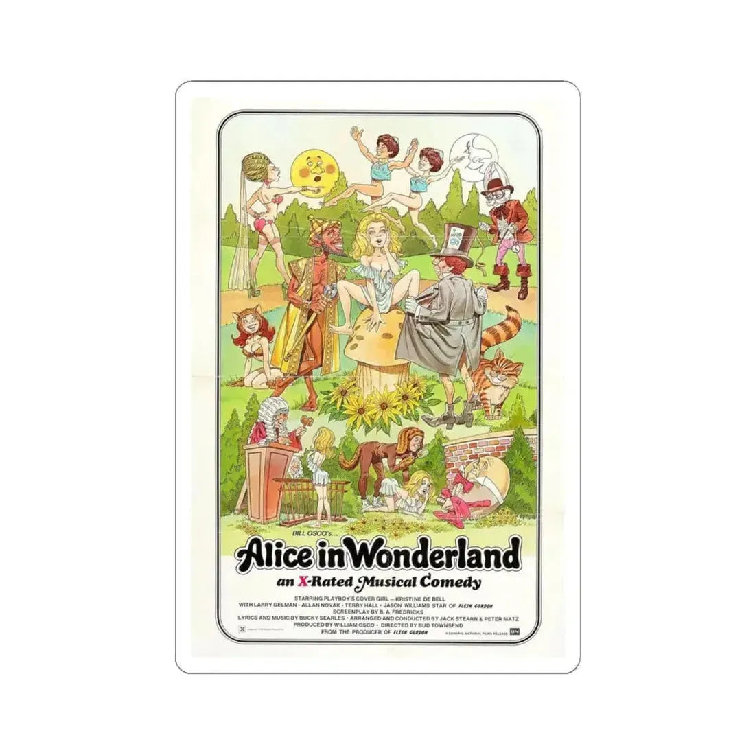 ALICE IN WONDERLAND (an x-rated musical comedy) 1976 Movie Poster - STICKER Vinyl Kiss-Cut Decal 6 Inch White - The Sticker Space