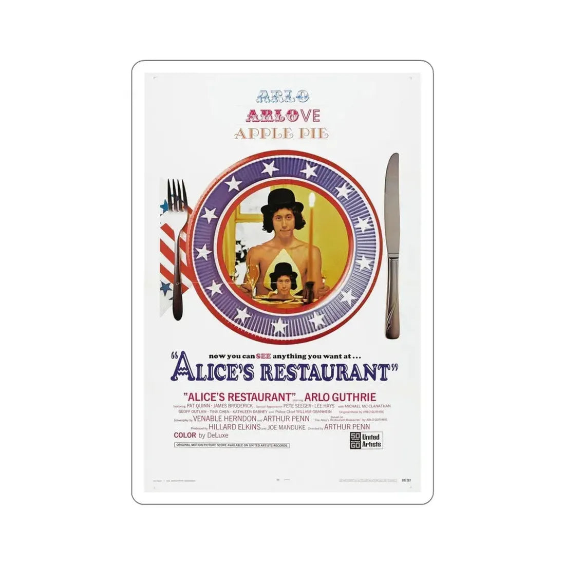 Alice's Restaurant 1969 Movie Poster STICKER Vinyl Die-Cut Decal 5 Inch - The Sticker Space