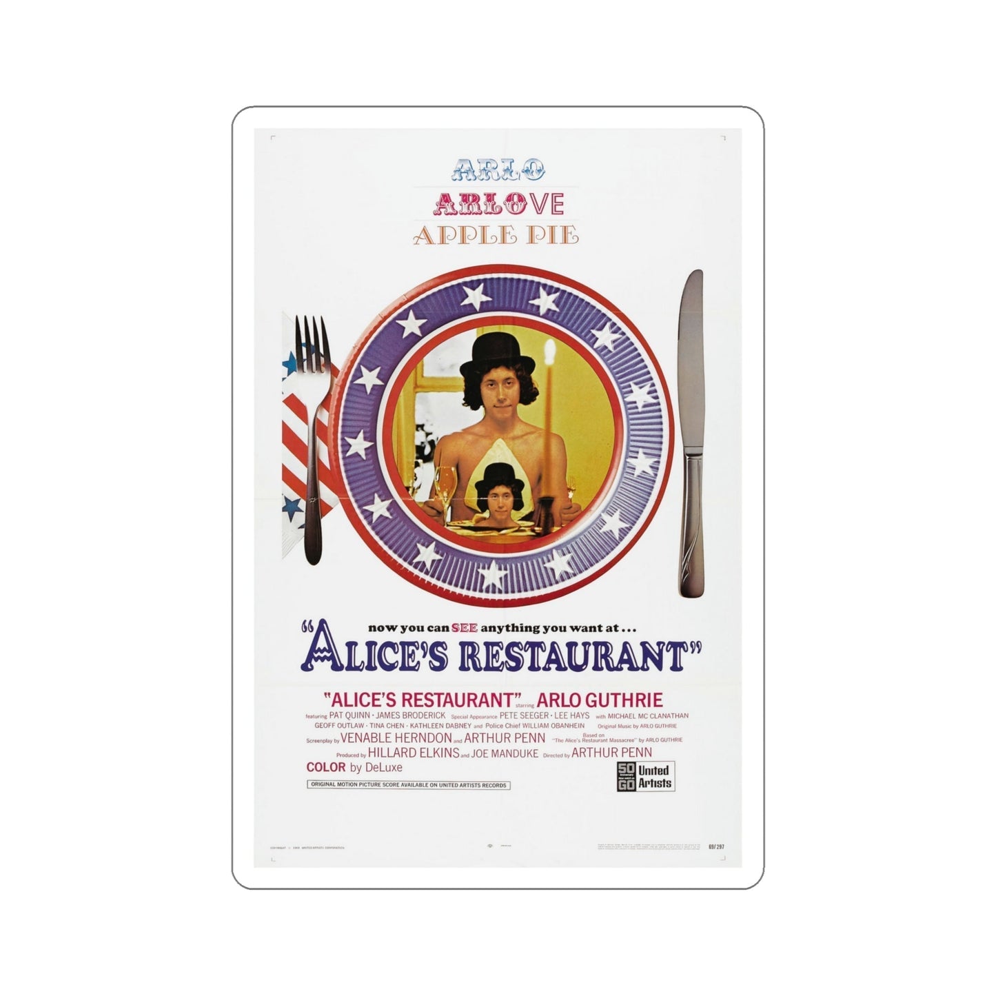 Alice's Restaurant 1969 Movie Poster STICKER Vinyl Die-Cut Decal-5 Inch-The Sticker Space