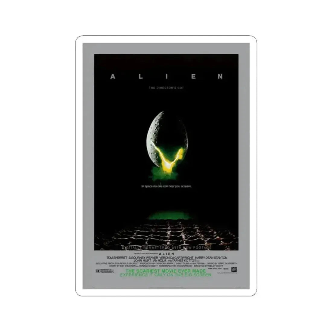 ALIEN - (DIRECTOR'S CUT) (2) 1979 Movie Poster - STICKER Vinyl Kiss-Cut Decal 4 Inch White - The Sticker Space