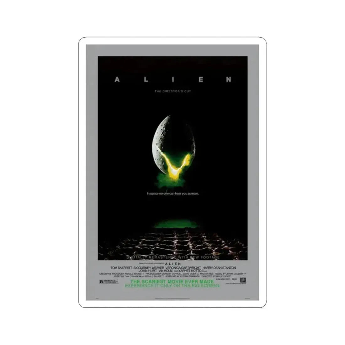 ALIEN - (DIRECTOR'S CUT) (2) 1979 Movie Poster - STICKER Vinyl Kiss-Cut Decal 6 Inch White - The Sticker Space