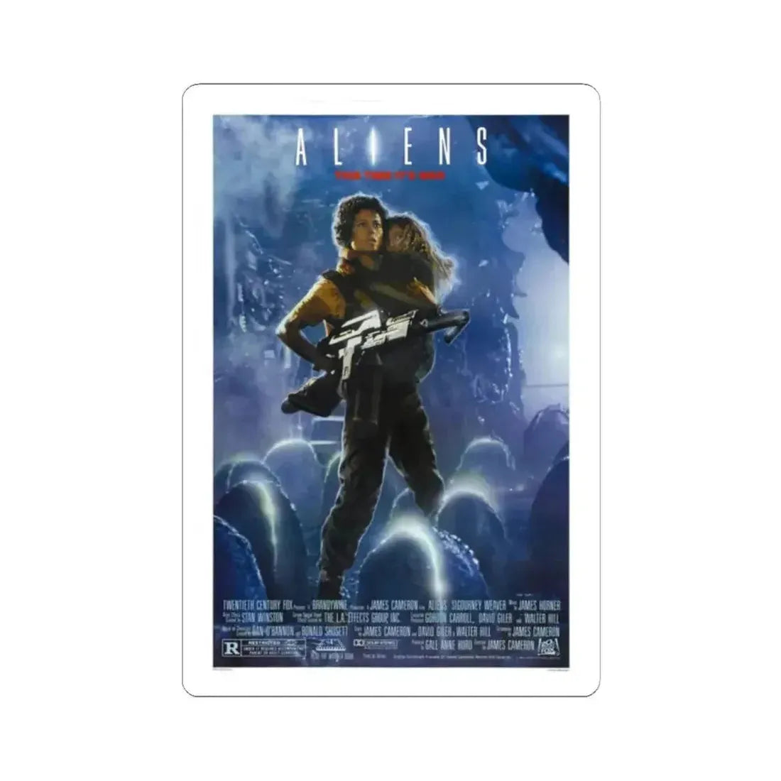 ALIENS (2) 1986 Movie Poster - STICKER Vinyl Kiss-Cut Decal 2 Inch White - The Sticker Space