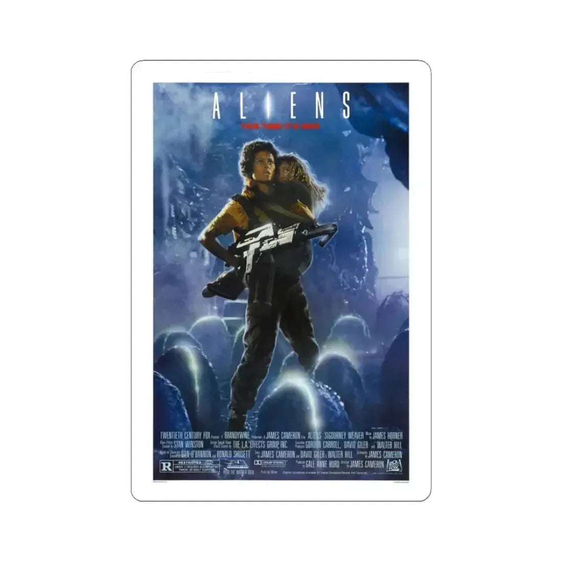 ALIENS (2) 1986 Movie Poster - STICKER Vinyl Kiss-Cut Decal 3 Inch White - The Sticker Space