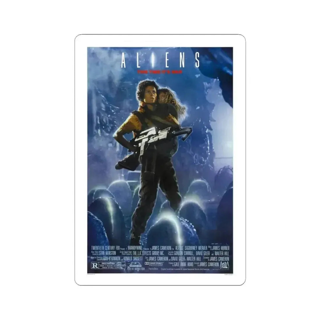 ALIENS (2) 1986 Movie Poster - STICKER Vinyl Kiss-Cut Decal 4 Inch White - The Sticker Space