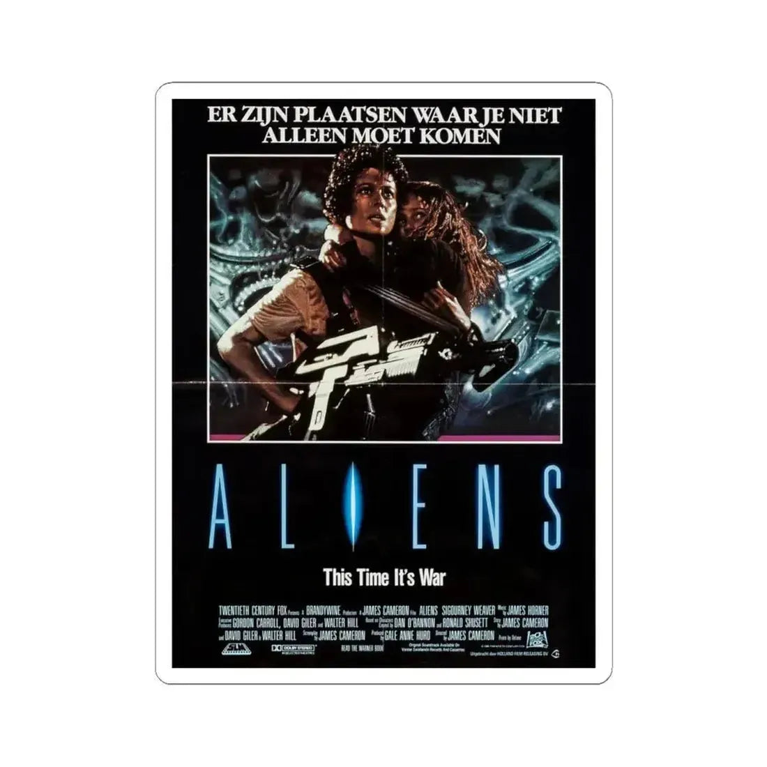 ALIENS (DUTCH) 1986 Movie Poster - STICKER Vinyl Kiss-Cut Decal 4 Inch White - The Sticker Space