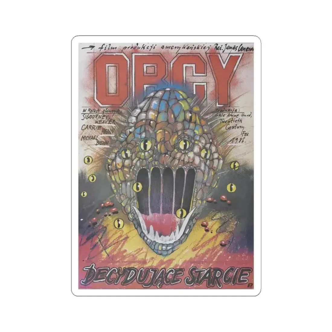 ALIENS (POLISH 2) 1986 Movie Poster - STICKER Vinyl Kiss-Cut Decal 4 Inch White - The Sticker Space