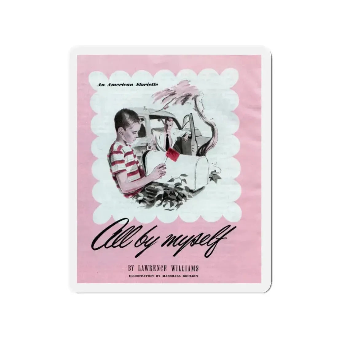 All by Myself, The American Magazine, January 1950 (Magazine Illustration) Refrigerator Magnet 3 Inch - The Sticker Space