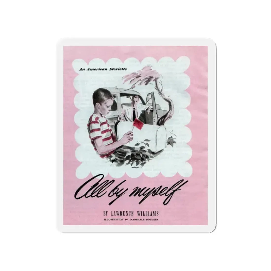 All by Myself, The American Magazine, January 1950 (Magazine Illustration) Refrigerator Magnet 4 Inch - The Sticker Space