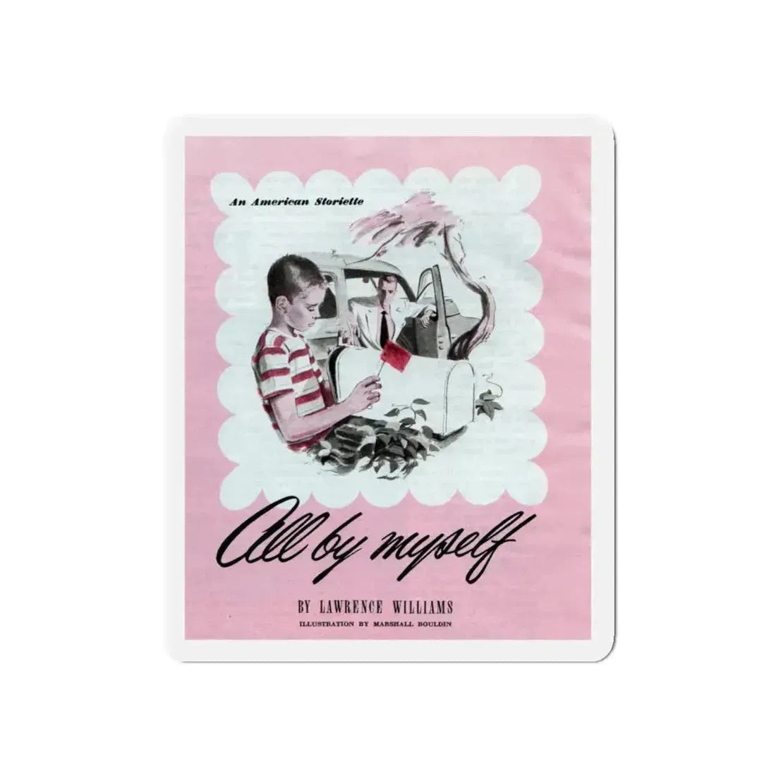 All by Myself, The American Magazine, January 1950 (Magazine Illustration) Refrigerator Magnet 5 Inch - The Sticker Space