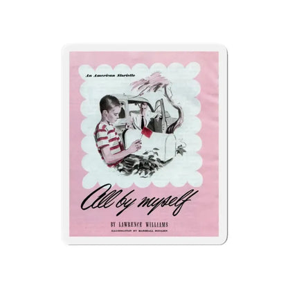 All by Myself, The American Magazine, January 1950 (Magazine Illustration) Refrigerator Magnet 6 Inch - The Sticker Space