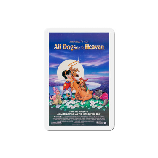 All Dogs Go To Heaven 1989 Movie Poster Die-Cut Magnet-2" x 2"-The Sticker Space