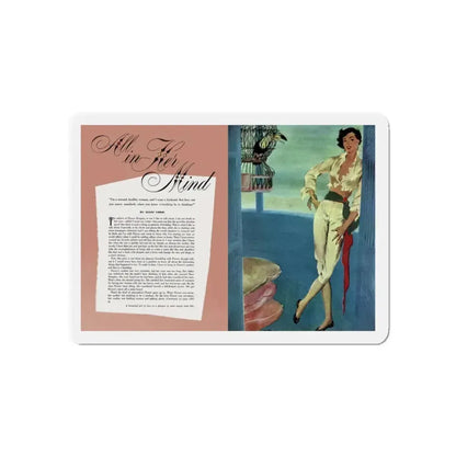 All In Her Mind, Cosmopolitan, February 1951 (Magazine Illustration) Refrigerator Magnet 3 Inch Die-Cut - The Sticker Space