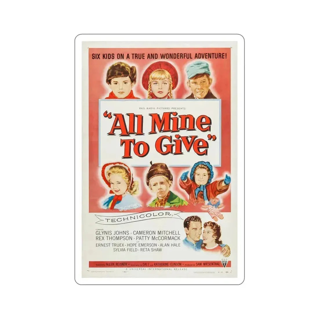 All Mine to Give 1957 Movie Poster STICKER Vinyl Die-Cut Decal 6 Inch - The Sticker Space