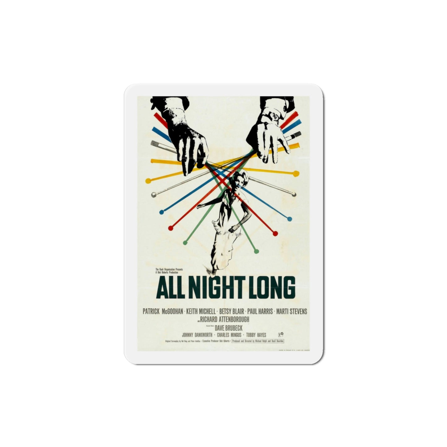 All Night Long 1962 Movie Poster Die-Cut Magnet-3 Inch-The Sticker Space