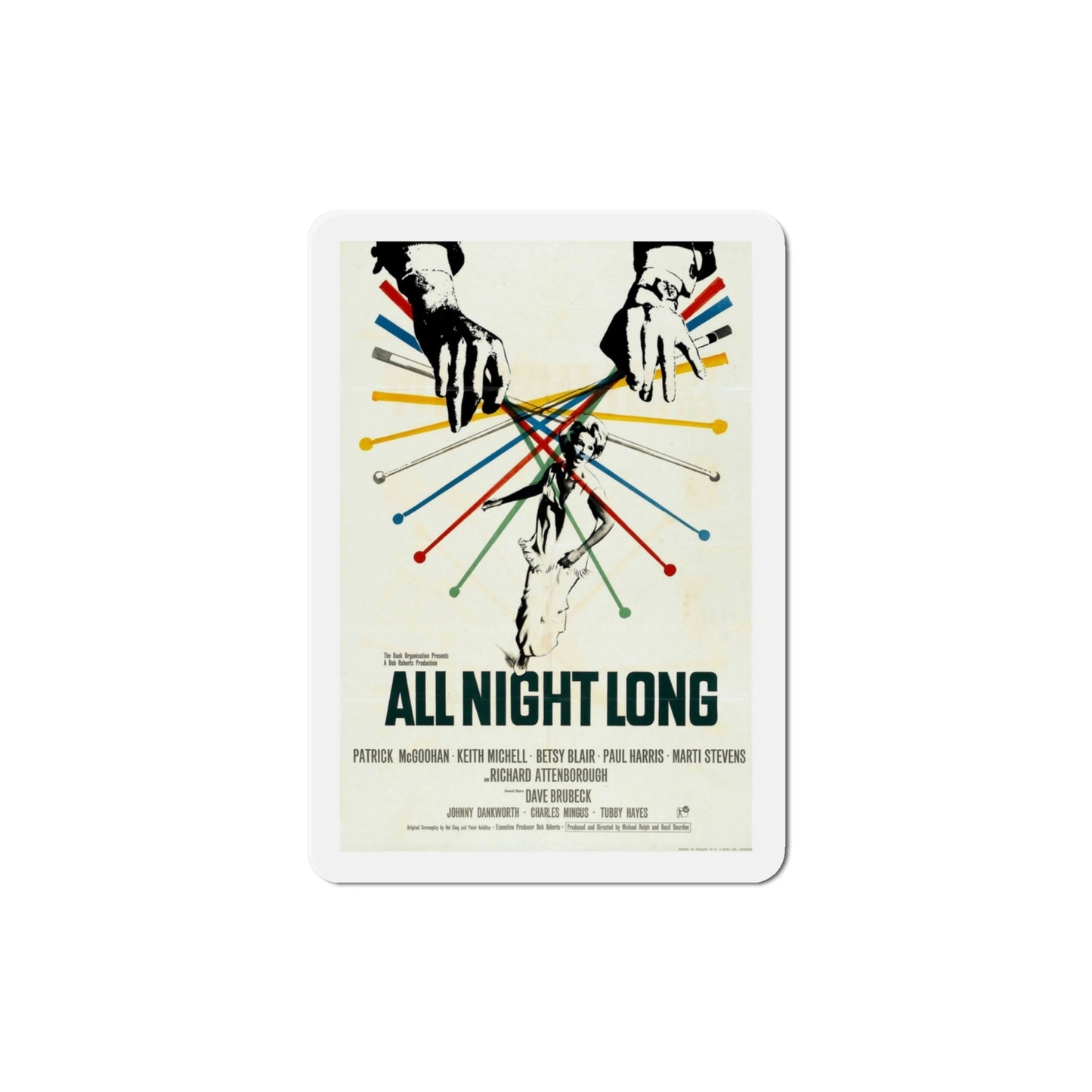 All Night Long 1962 Movie Poster Die-Cut Magnet-4 Inch-The Sticker Space