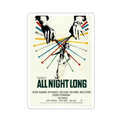 All Night Long 1962 Movie Poster STICKER Vinyl Die-Cut Decal 6 Inch - The Sticker Space
