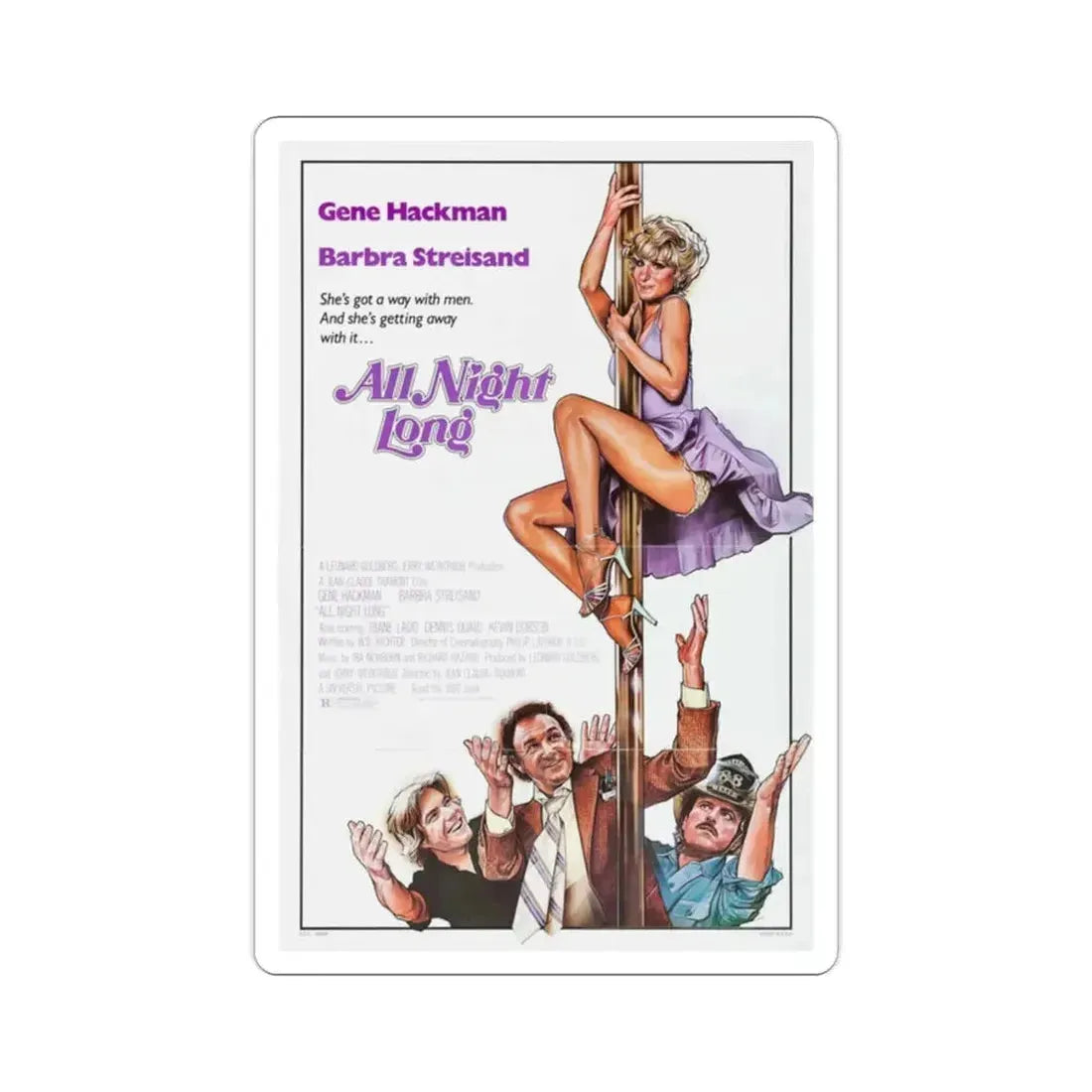 All Night Long 1981 Movie Poster STICKER Vinyl Die-Cut Decal - The Sticker Space