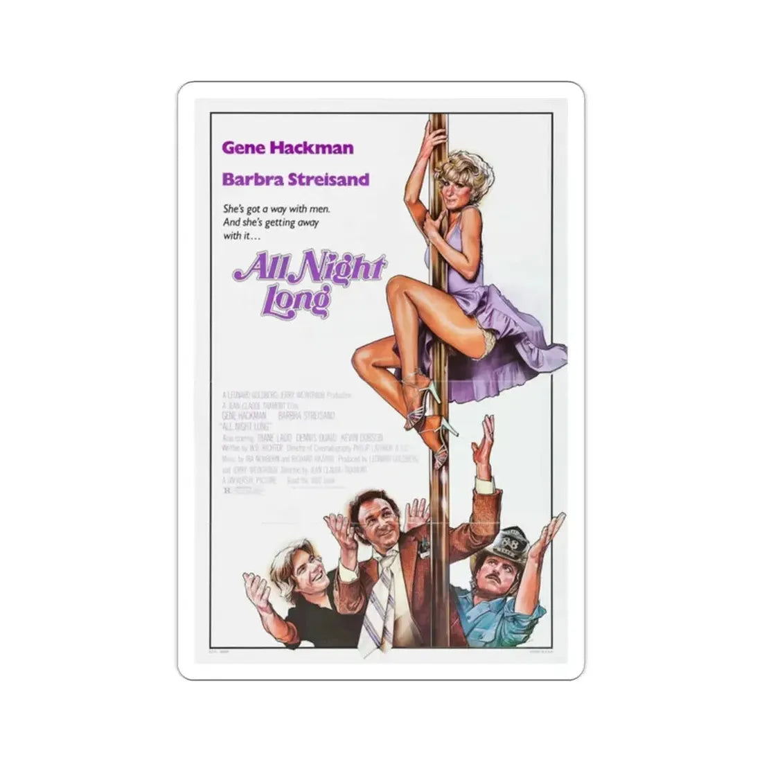 All Night Long 1981 Movie Poster STICKER Vinyl Die-Cut Decal - The Sticker Space