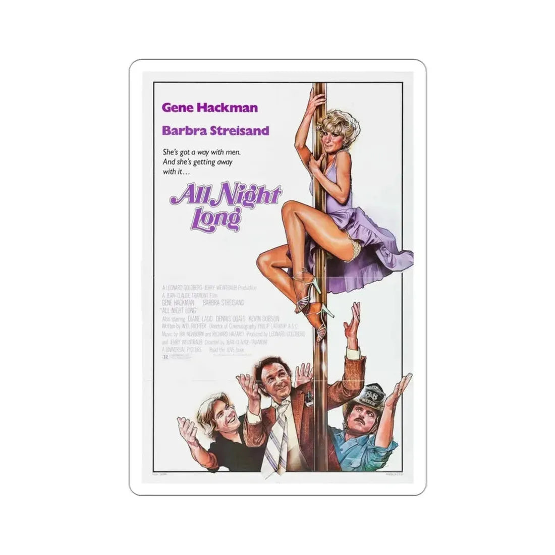 All Night Long 1981 Movie Poster STICKER Vinyl Die-Cut Decal - The Sticker Space