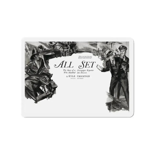 All Set, Liberty magazine, October 15, 1932 (Magazine Illustration) Refrigerator Magnet 2 Inch Die-Cut - The Sticker Space