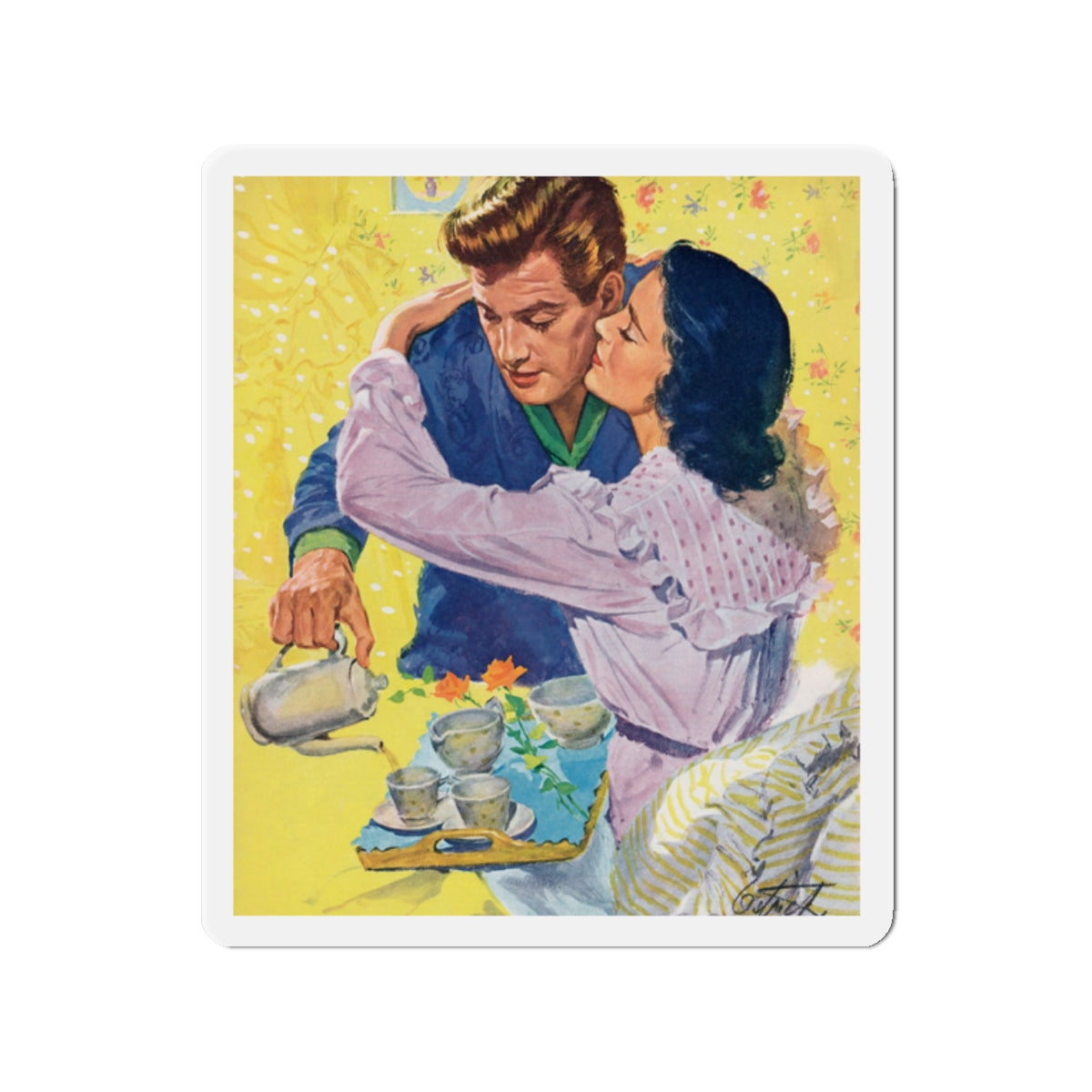 All That You Are by Jean MacKenzie, Woman's Own magazine, 1957 (Magazine Illustration) Refrigerator Magnet-2" x 2"-The Sticker Space