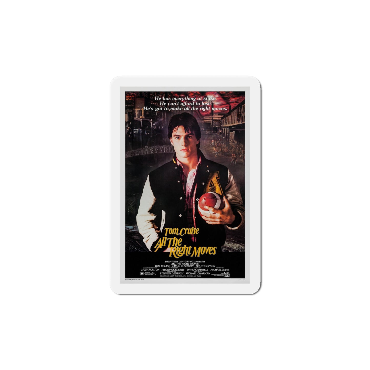 All the Right Moves 1983 Movie Poster Die-Cut Magnet-6 × 6"-The Sticker Space