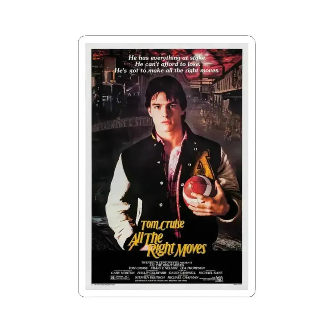 All the Right Moves 1983 Movie Poster - STICKER Vinyl Kiss-Cut Decal 2 Inch White - The Sticker Space
