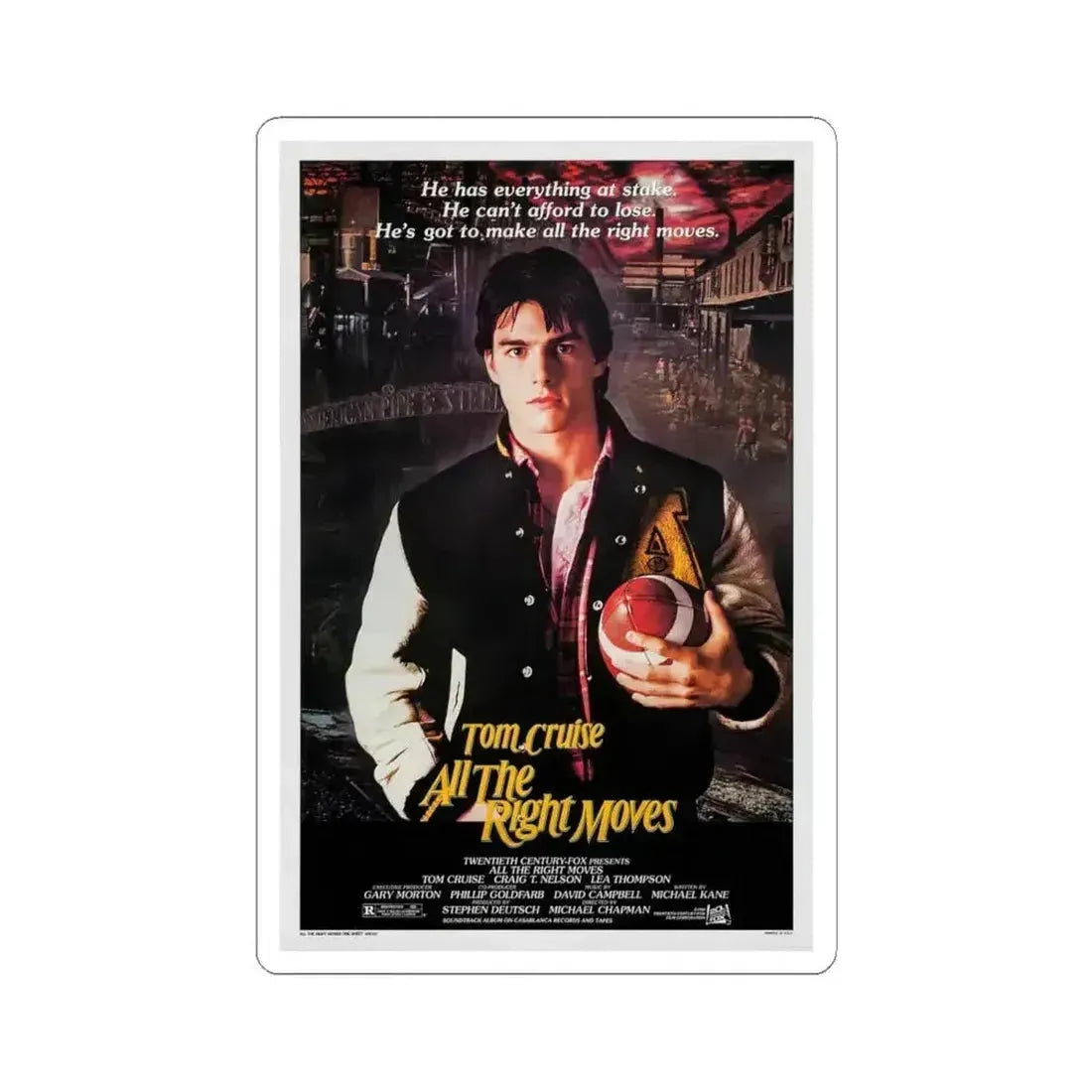 All the Right Moves 1983 Movie Poster - STICKER Vinyl Kiss-Cut Decal 6 Inch White - The Sticker Space