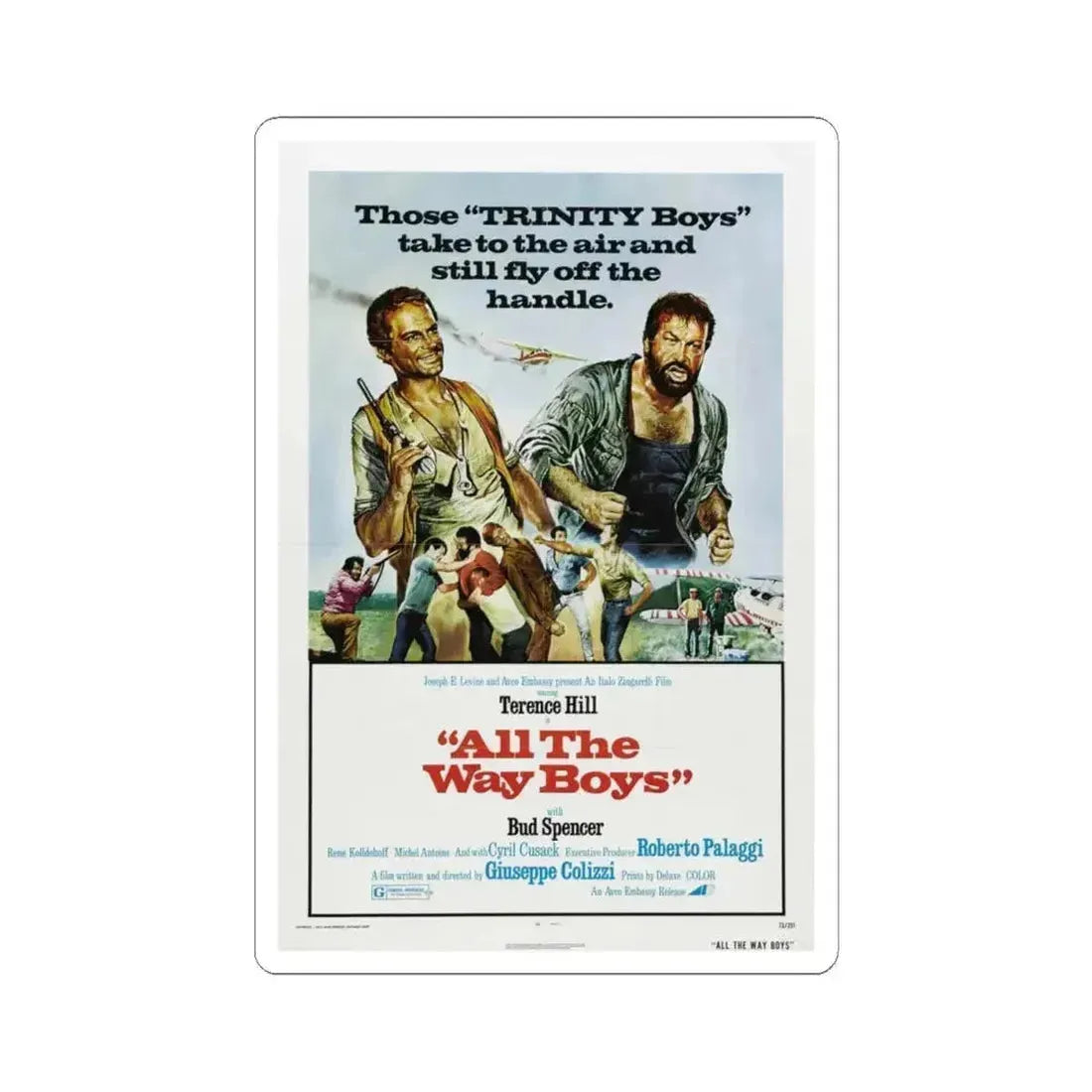 All the Way Boys 1973 Movie Poster - STICKER Vinyl Kiss-Cut Decal 4 Inch White - The Sticker Space