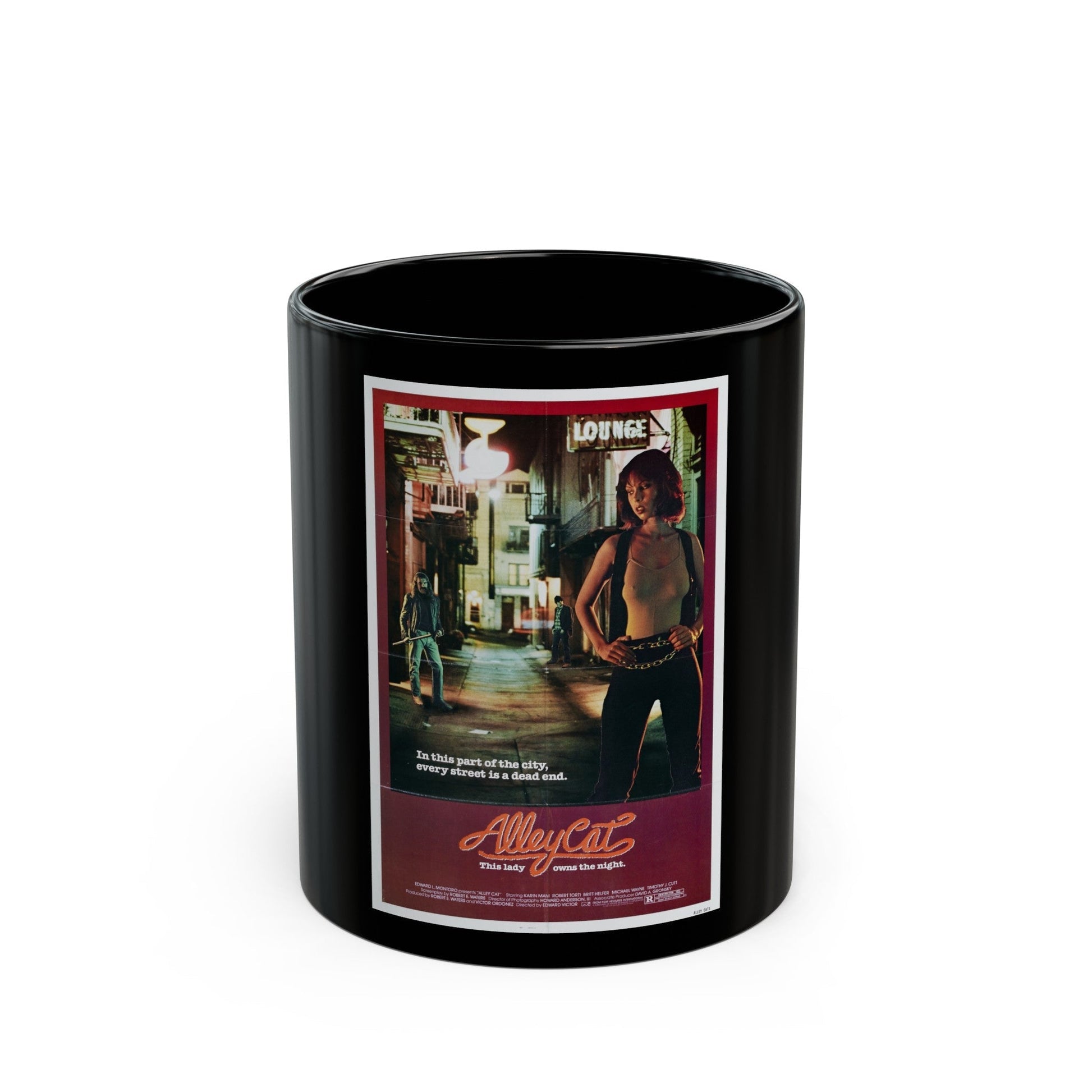 ALLEY CAT 1984 Movie Poster - Black Coffee Mug-11oz-The Sticker Space