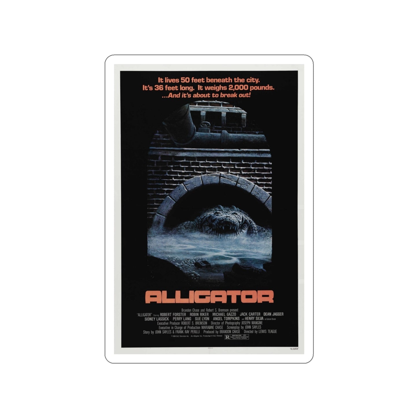 ALLIGATOR 1980 Movie Poster STICKER Vinyl Die-Cut Decal-4 Inch-The Sticker Space