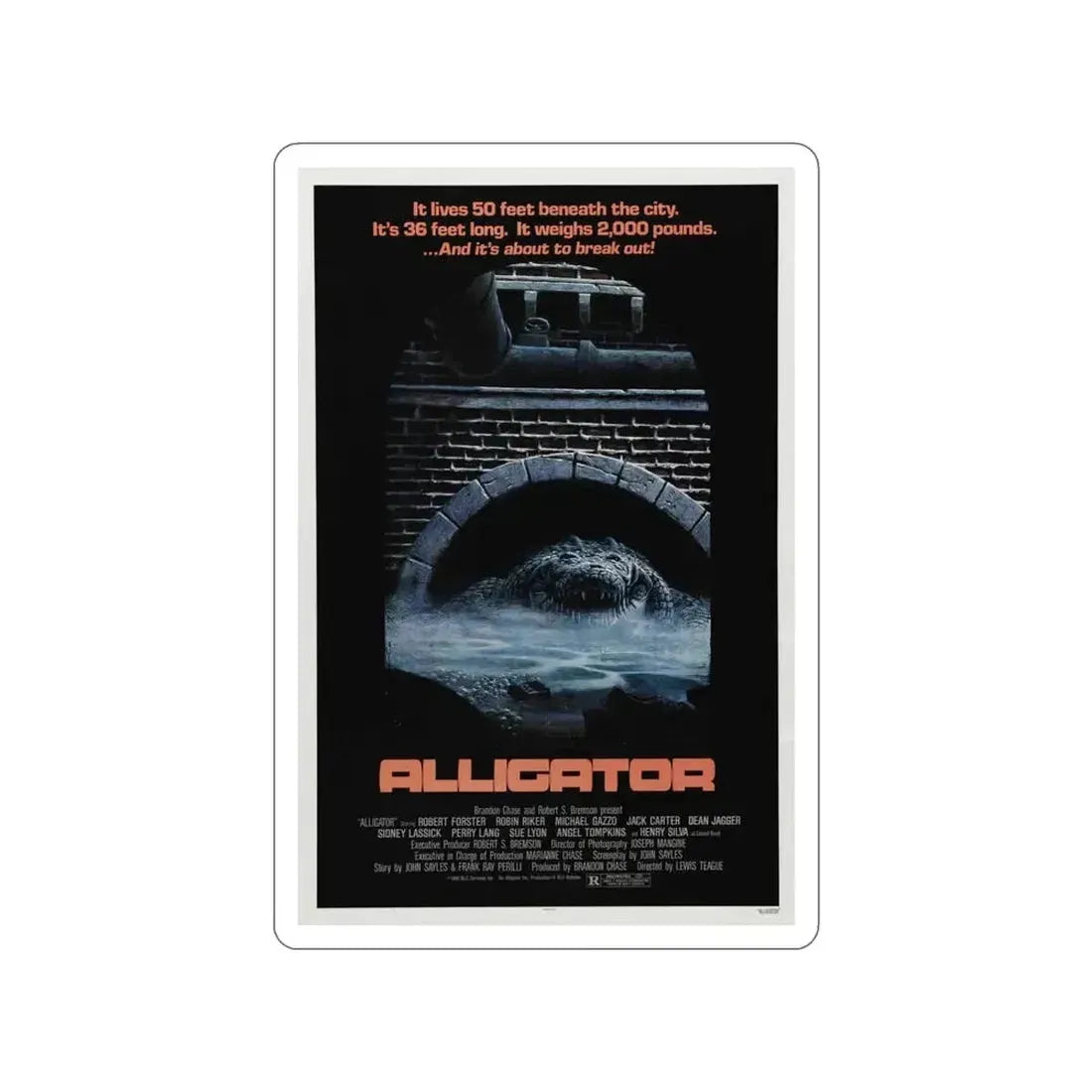 ALLIGATOR 1980 Movie Poster STICKER Vinyl Die-Cut Decal - The Sticker Space