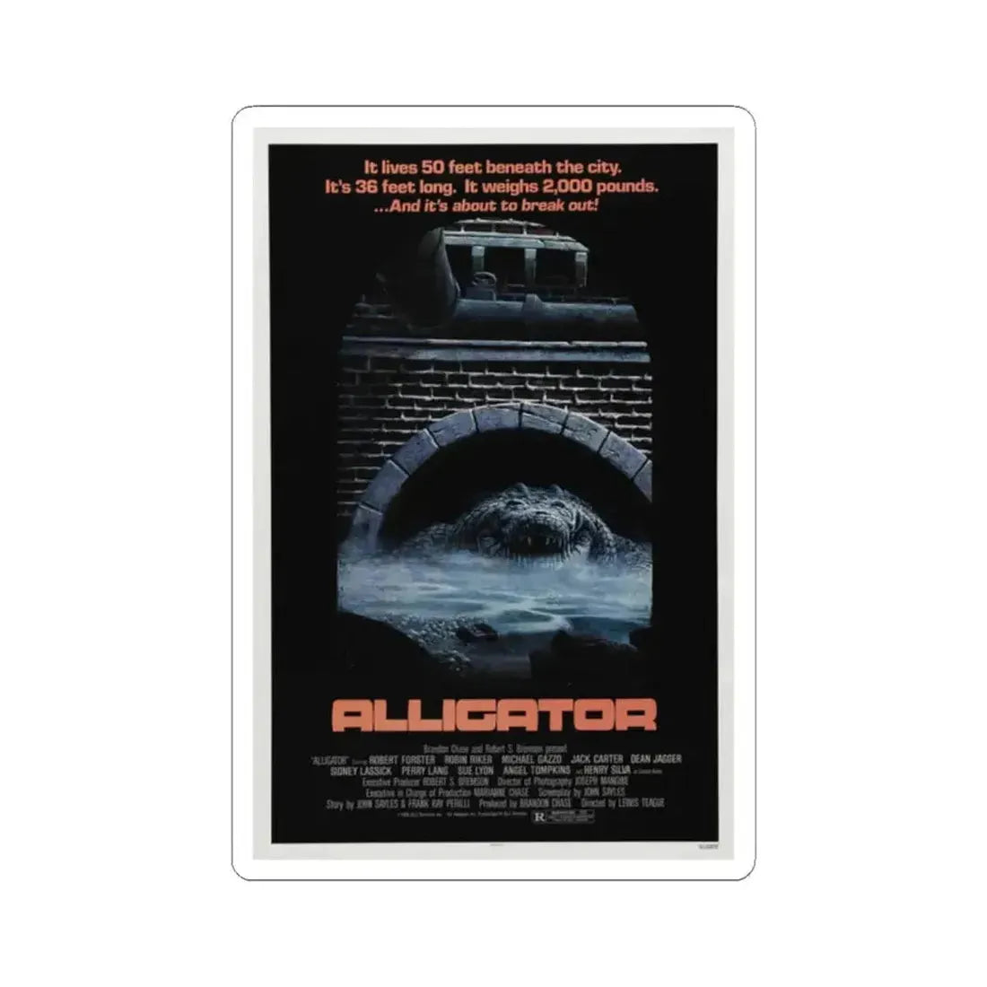 ALLIGATOR 1980 Movie Poster - STICKER Vinyl Kiss-Cut Decal 2 Inch White - The Sticker Space