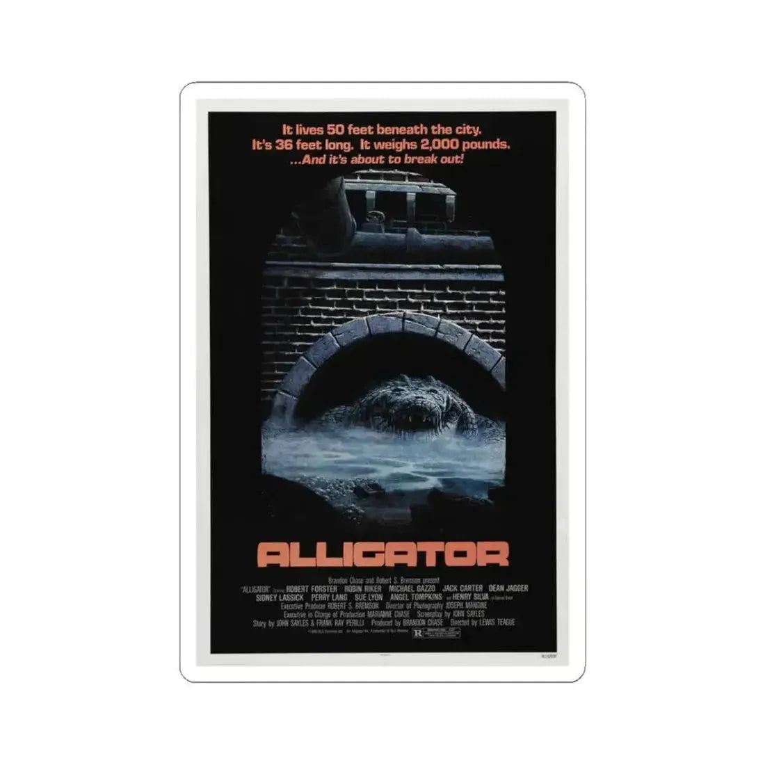 ALLIGATOR 1980 Movie Poster - STICKER Vinyl Kiss-Cut Decal 3 Inch White - The Sticker Space