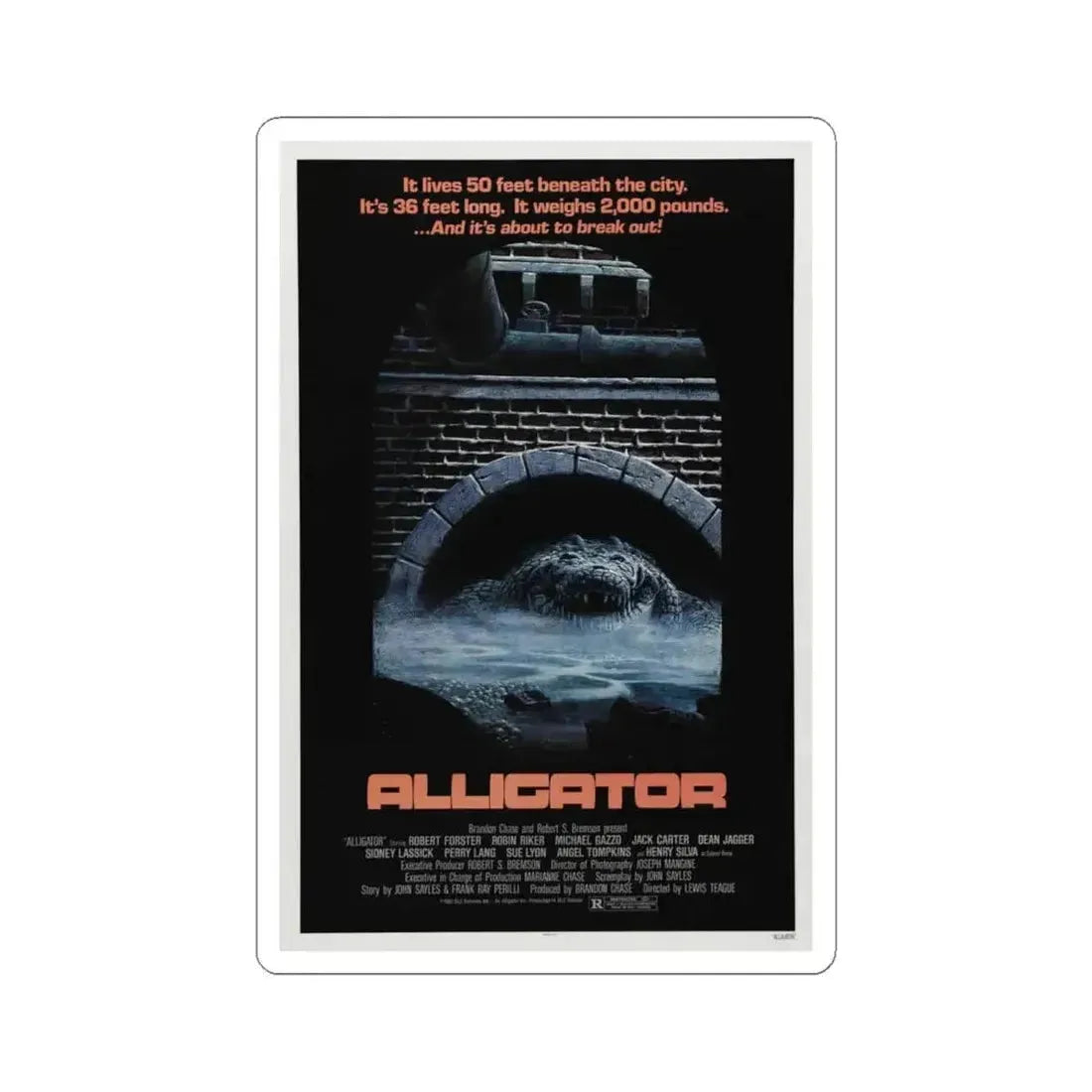 ALLIGATOR 1980 Movie Poster - STICKER Vinyl Kiss-Cut Decal 6 Inch White - The Sticker Space