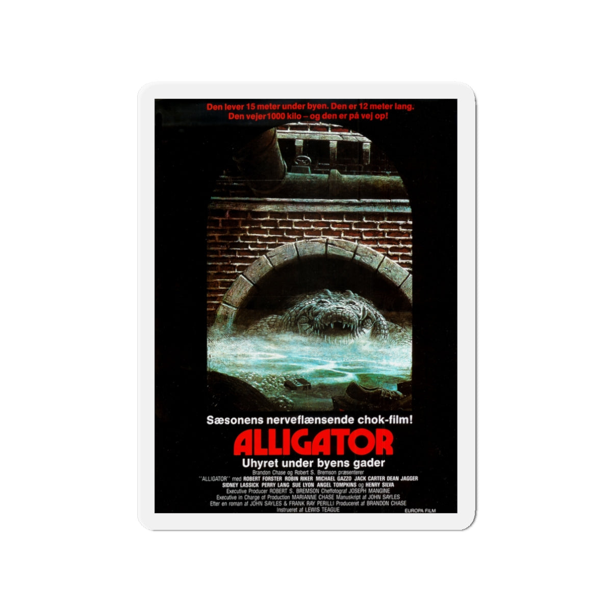 ALLIGATOR (DANISH) 1980 Movie Poster - Die-Cut Magnet-3" x 3"-The Sticker Space