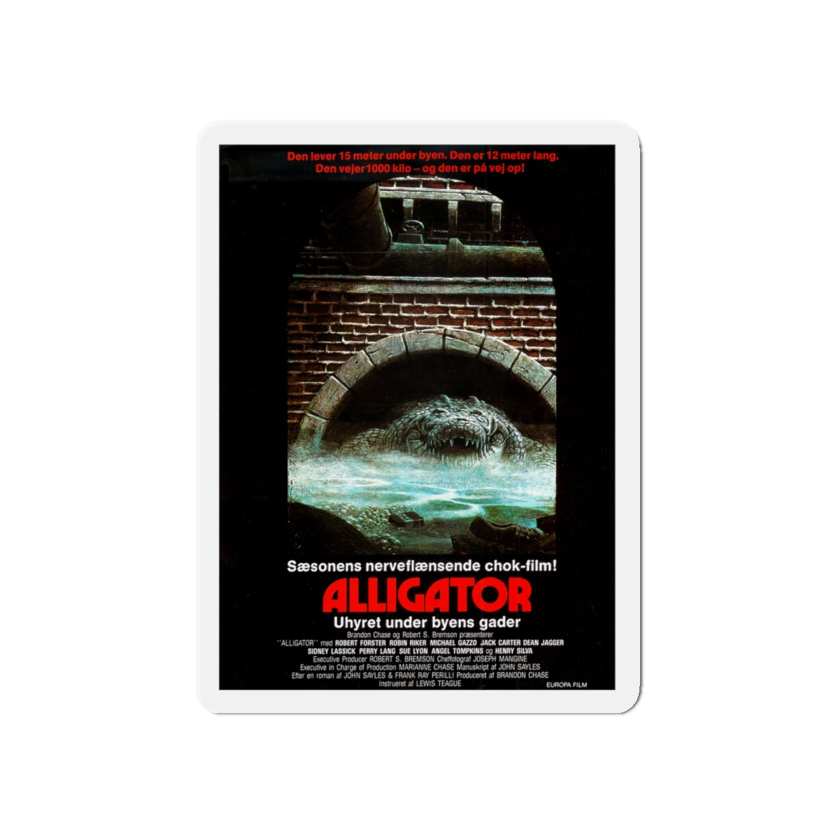 ALLIGATOR (DANISH) 1980 Movie Poster - Die-Cut Magnet-5" x 5"-The Sticker Space