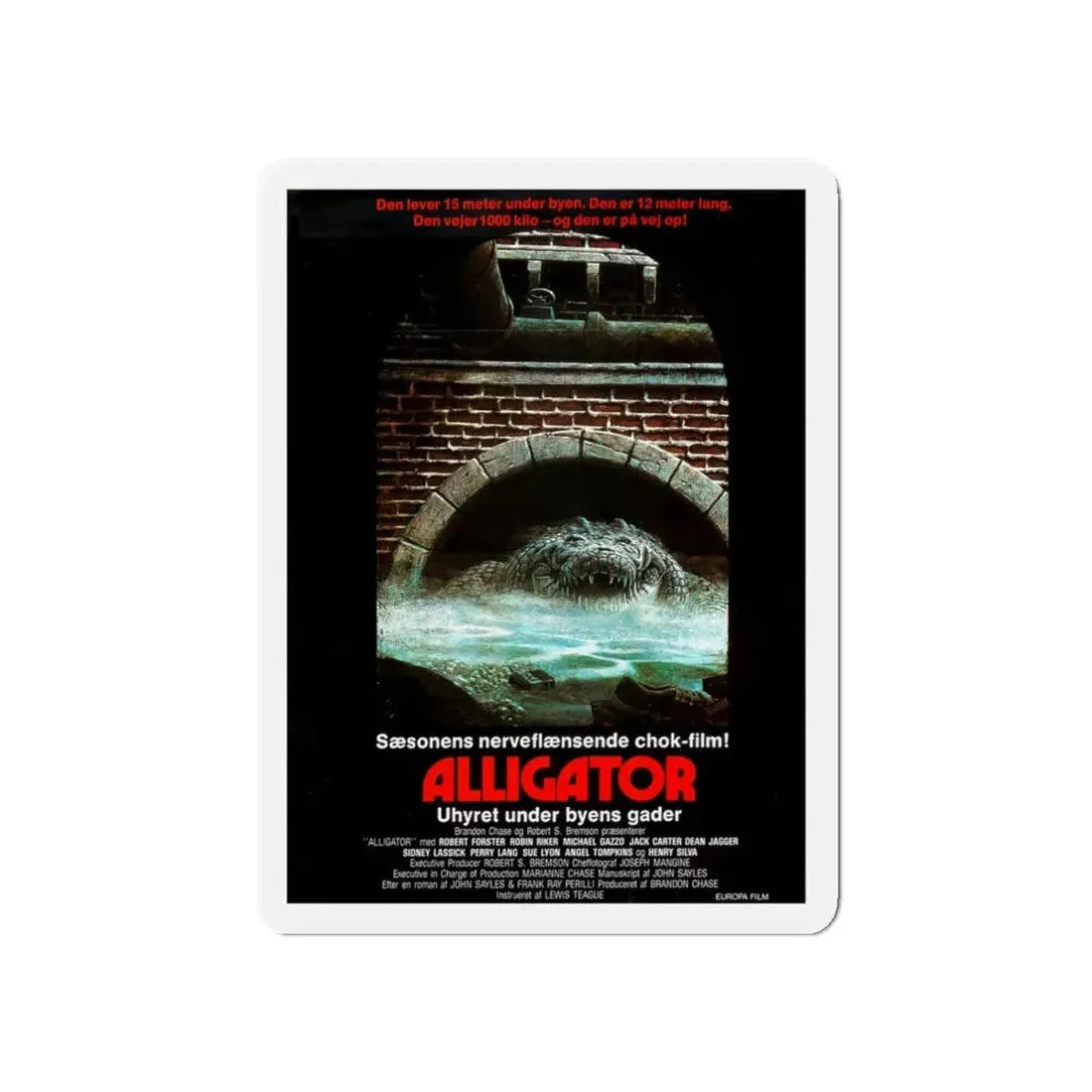 ALLIGATOR (DANISH) 1980 Movie Poster - Refrigerator Magnet 5 Inch - The Sticker Space