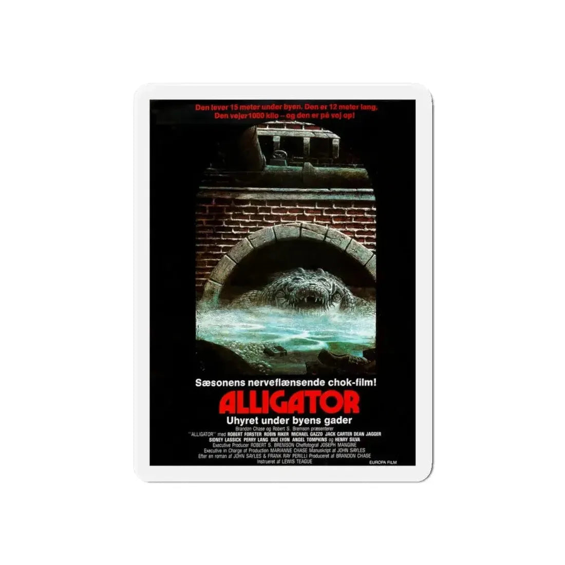 ALLIGATOR (DANISH) 1980 Movie Poster - Refrigerator Magnet - The Sticker Space