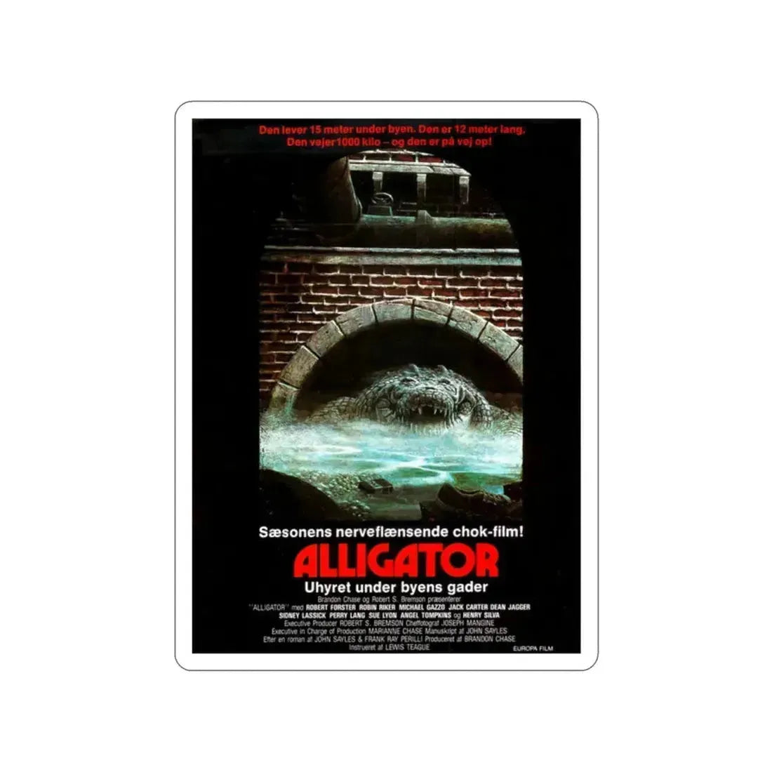 ALLIGATOR (DANISH) 1980 Movie Poster STICKER Vinyl Die-Cut Decal 2 Inch - The Sticker Space
