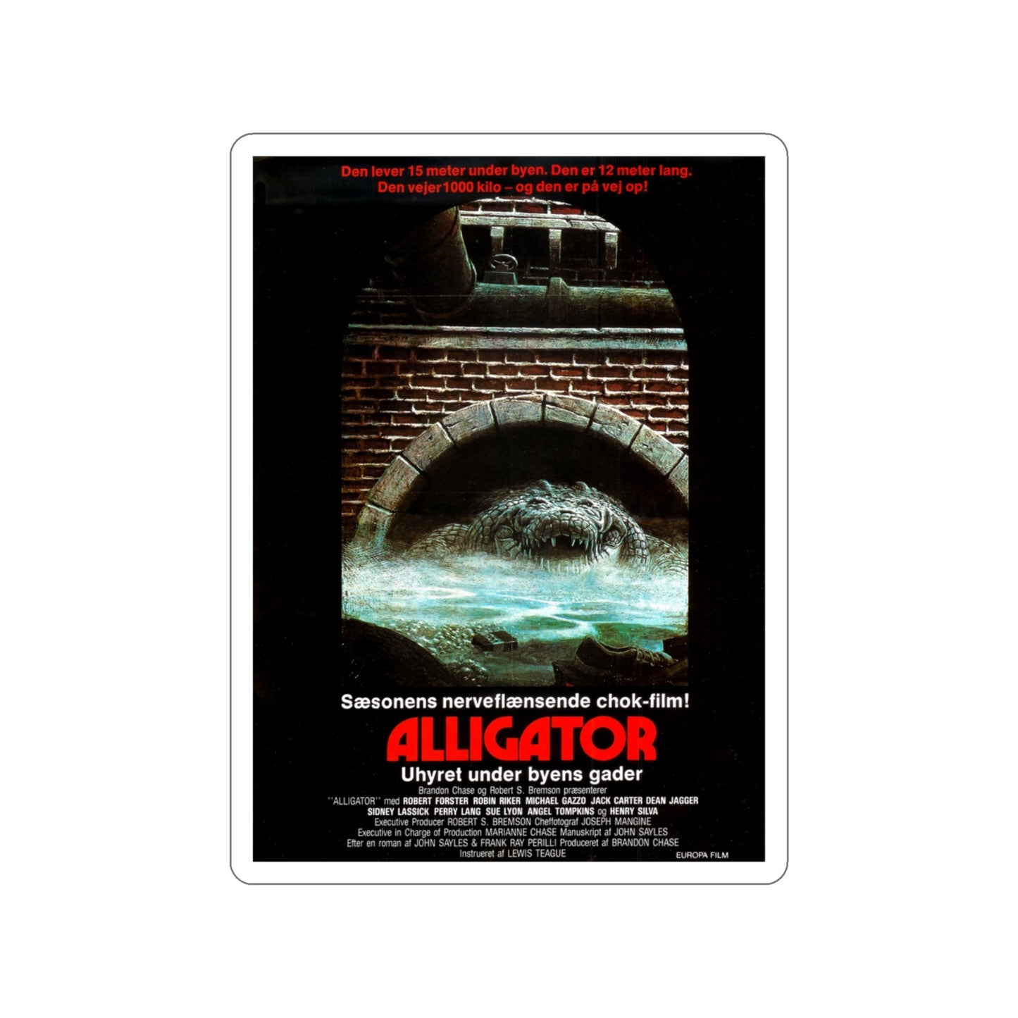 ALLIGATOR (DANISH) 1980 Movie Poster STICKER Vinyl Die-Cut Decal-3 Inch-The Sticker Space