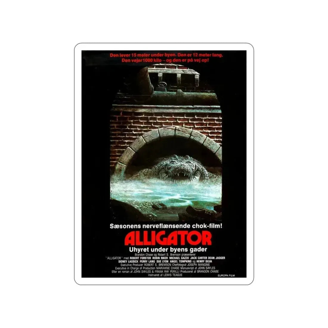 ALLIGATOR (DANISH) 1980 Movie Poster STICKER Vinyl Die-Cut Decal 3 Inch - The Sticker Space