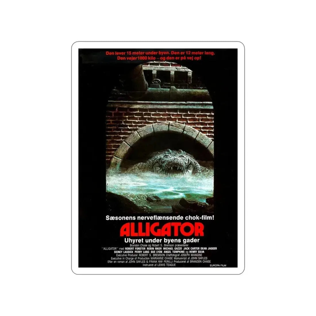 ALLIGATOR (DANISH) 1980 Movie Poster STICKER Vinyl Die-Cut Decal 4 Inch - The Sticker Space
